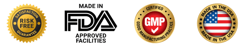 Certification badges for mochalean: GMP certified, FDA registered, made in USA, non-GMO, natural ingredients